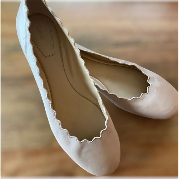 🔥Chloe Lauren Scalloped Leather Ballet Flats in Pink Tea! - Picture 1 of 10